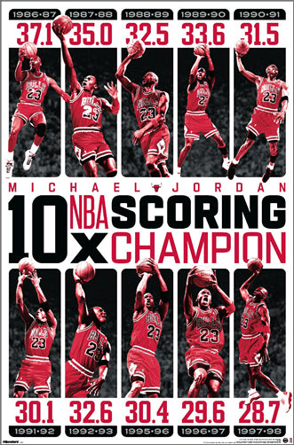 Michael Jordan "10-Time NBA Scoring Champion" Chicago Bulls Commemorative NBA Poster - Costacos Sports 2025