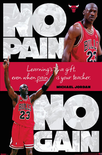 Michael Jordan "No Pain, No Gain" Chicago Bulls Motivational Poster - Costacos Sports/Upper Deck 2025