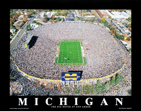 Michigan Stadium Wolverines Football Gameday Aerial 22x28 Poster - Aerial Views Inc.