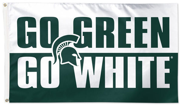 Michigan State Spartans "GO GREEN GO WHITE" Official NCAA Deluxe 3'x5' Team Flag - Wincraft