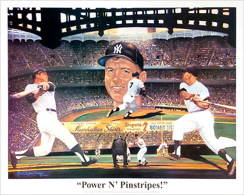 Mickey Mantle "Power N' Pinstripes" New York Yankees Premium Art Poster Print  by Robert Stephen Simon