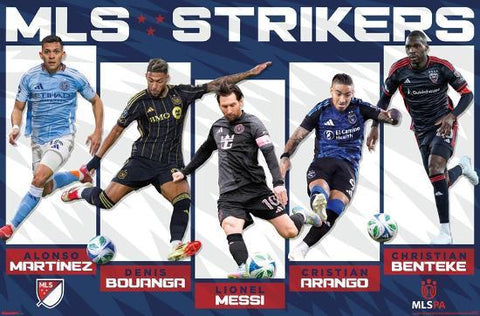 MLS Soccer Strikers Official Action Poster (Martinez, Bouanga, Messi, Arango, Benteke) - Costacos 2025
