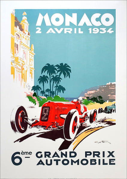Monaco Grand Prix 1934 Vintage Poster Giclee Reprint - Clouet Vintage Reprints