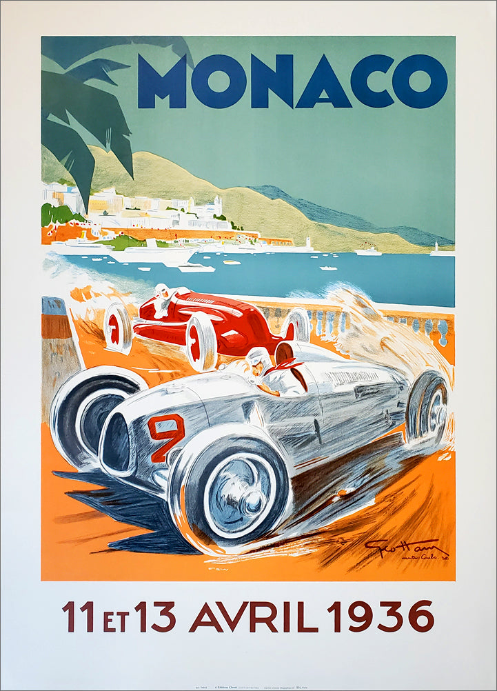Monaco Grand Prix 1936 Auto Racing Premium Giclee Poster Print