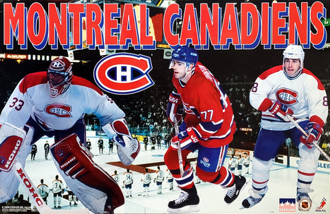 Montreal Canadiens "Three Stars" (Patrick Roy, Pierre Turgeon, Mark Recchi) Poster - Starline 1995