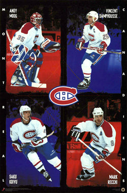 Montreal Canadiens "Four Legends" NHL Action Poster (Moog, Damphousse, Koivu, Recchi) - Costacos 1997