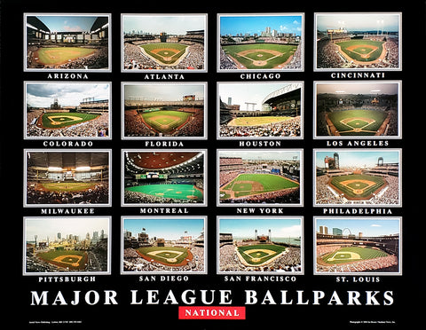 Major League Ballparks, National League (16 Baseball Stadiums circa 2004) 22x28 Poster Print - Aerial Views Inc.