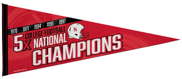 Nebraska Cornhuskers Football 5-Time NCAA National Champions Felt Pennant - Rico Inc.
