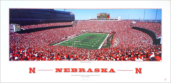Nebraska Football Spring Game at Memorial Stadium Panoramic Poster Print - Rick Anderson 2008