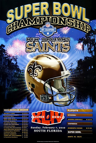 New Orleans Saints "Super Season 2009-10" NFC Champions Commemorative 24x36 Poster - Action Images
