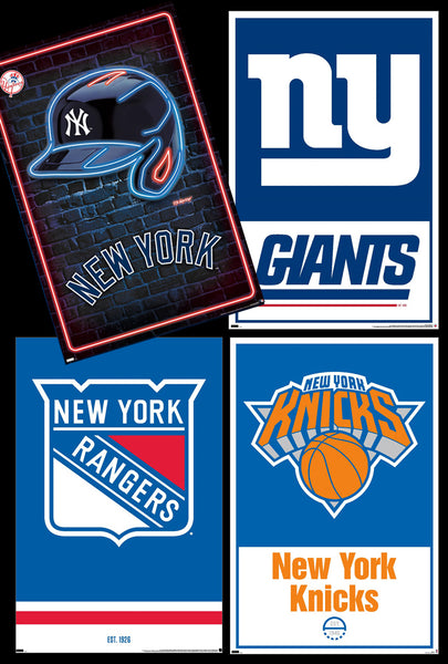 COMBO: New York, NY Sports 4-Poster Combo Set (Yankees, Giants, Rangers, Knicks)