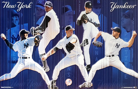 New York Yankees "Pitching Dynasty" 5-Player MLB Action Poster - Costacos 2001