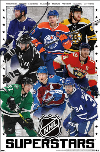 NHL Superstars 2023-24 Poster (McDavid, Matthews, Mackinnon, Pastrnak, Tkachuk, +) - Costacos Sports