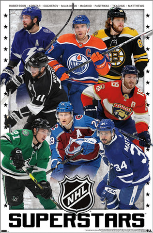 NHL Superstars 2023-24 Poster (McDavid, Matthews, Mackinnon, Pastrnak, Tkachuk, +) - Costacos Sports