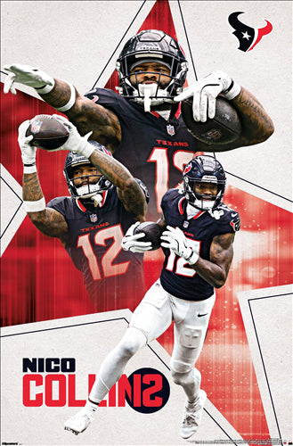 Nico Collins "Dynamo" Houston Texans NFL Football Action Poster - Costacos 2025