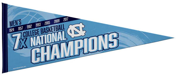 North Carolina Tar Heels Basketball 7-Time NCAA National Champions Felt Pennant - Rico Inc.