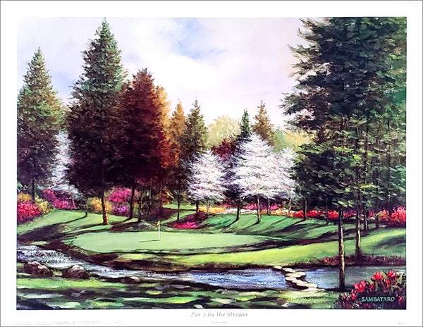 Furry Creek Golf Club "Par 3 by the Stream" Course Art Poster Print by Joe Sambataro - Bentley House