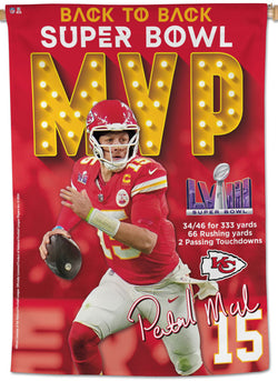 Patrick Mahomes Super Bowl LVIII (2024) MVP Kansas City Chiefs Official 28x40 Wall Banner - Wincraft Inc.