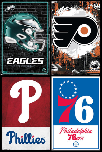 COMBO: Philadelphia, PA Sports 4-Poster Combo (Phillies, Eagles, 76ers, Flyers)