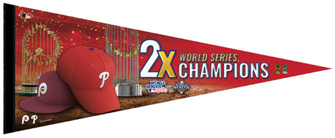 Philadelphia Phillies World Series Champions (1980, 2008) Official MLB Baseball Premium Felt Pennant - Wincraft