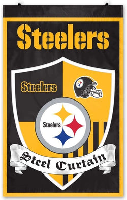 Pittsburgh Steelers Coat-of-Arms-Style Premium NFL 24x36 Applique WALL BANNER - Party Animal