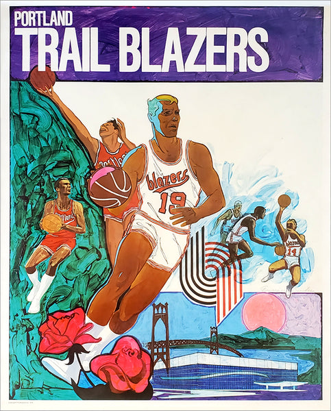 Portland Trail Blazers 1970 Vintage Original NBA Basketball Theme Art Poster - ProMotions Inc.