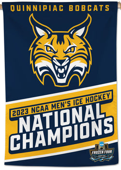 Quinnipiac Bobcats 2023 NCAA Men's Hockey Frozen Four CHAMPIONS Official Wall BANNER Flag - Wincraft Inc.