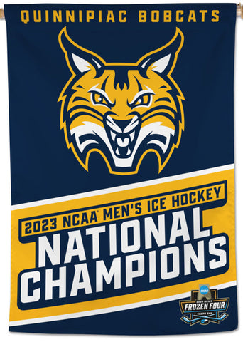 Quinnipiac Bobcats 2023 NCAA Men's Hockey Frozen Four CHAMPIONS Official Wall BANNER Flag - Wincraft Inc.