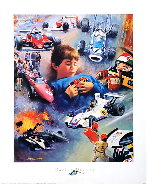 Auto Racing "Racing Dreams" Kids Room Art Poster by Clemente Micarelli - Image Source International