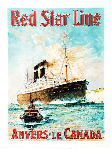 Red Star Line SS Pennland "Antwerp-to-Canada" (1927) Vintage Ocean Liner Travel Poster Reproduction