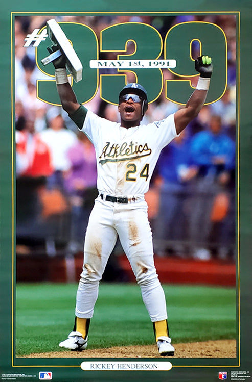 Rickey Henderson 939 (Stolen Base Record) Oakland A's Poster - Costa –  Sports Poster Warehouse
