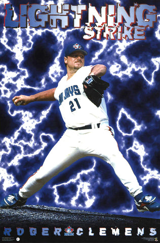 Roger Clemens "Lightning Strike" Toronto Blue Jays MLB Action Poster - Costacos Brothers 1997