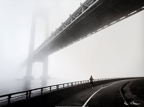 Verrazano Bridge Foggy Runner by Henri Silberman Premium Poster Print - W&G