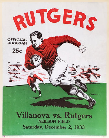 Rutgers University Football 1933 Vintage Program Cover Poster Print - Asgard Press