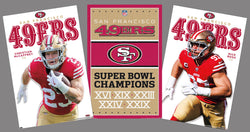 COMBO: San Francisco 49ers Football 3-Poster Combo Set (McCaffrey, Bosa, Super Bowl History)