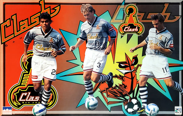 San Jose Clash MLS Soccer Superstars Poster (Cerritos, Doyle, Wynalda) - Starline 1997