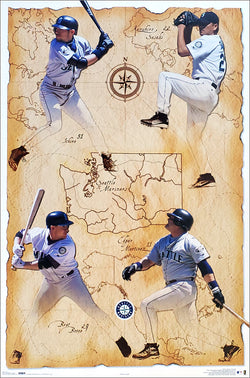 Seattle Mariners "Pacific Northwest" Poster (Ichiro, Sasaki, Boone, Edgar Martinez) - Costacos 2003