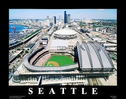 Seattle Mariners Safeco Field Gameday with Kingdome and Skyline Premium 22x28 Poster - Aerial Views 1999