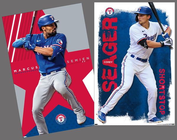 COMBO: Marcus Semien and Corey Seager Texas Rangers MLB Action 2-Poster Combo Set - Costacos Sports 2023