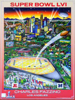 Super Bowl LVI (Los Angeles 2022) Official NFL Football Commemorative Pop Art Poster - Fazzino