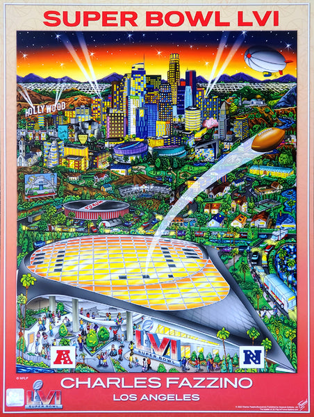 Super Bowl LVI (Los Angeles 2022) Official NFL Football Commemorative Pop Art Poster - Fazzino