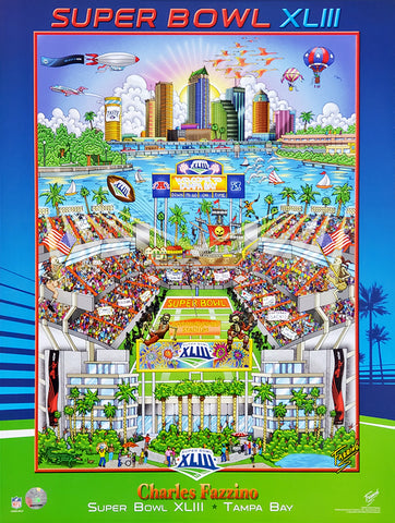 Super Bowl XLIII (Tampa 2009) Official Commemorative Pop Art Poster - Charles Fazzino