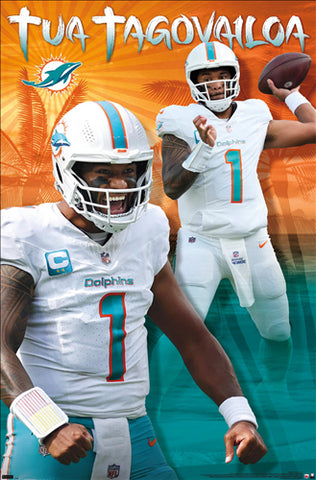 Tua Tagovailoa "Superstar" Miami Dolphins QB NFL Football Wall Poster - Costacos 2024