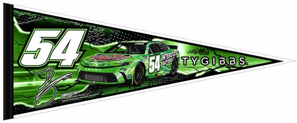 Ty Gibbs NASCAR Interstate Batteries #54 Auto Racing Action Felt Collector's Pennant - Wincraft Inc.