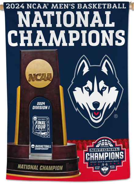 UCONN Huskies 2024 NCAA Men's Basketball Champions Official 28x40 Wall BANNER Flag - Wincraft Inc.