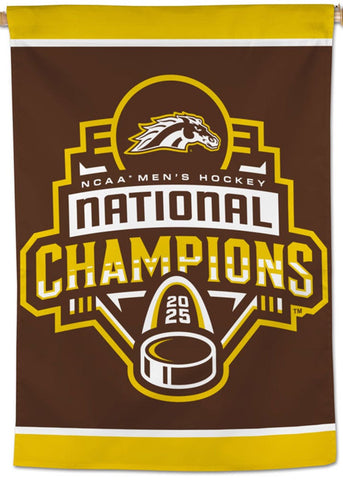 Western Michigan Broncos 2025 NCAA Men's Hockey Frozen Four CHAMPIONS Official Wall BANNER Flag - Wincraft