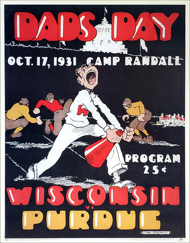 Wisconsin Badgers Football "Dad's Day 1931" vs. Purdue Vintage Program Cover Poster Print
