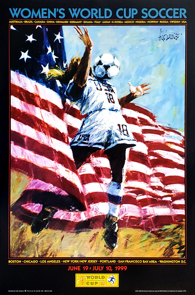 Women s World Cup USA 1999 Official 22x34 Event Poster Artist Aldo L Sports Poster Warehouse