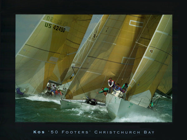 Yachting "Kos 50 Footers" Christchurch Bay Sailboat Racing Poster Print - Art Group Ltd.