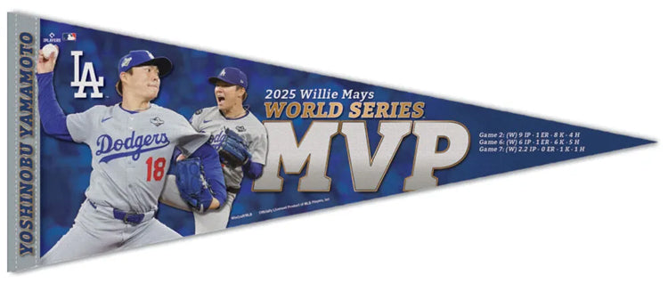 Yoshinobu Yamamoto 2025 World Series MVP LA Dodgers Premium Felt